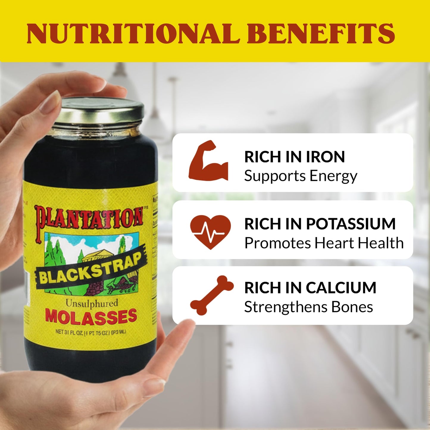 Plantation Blackstrap Molasses, Unsulfured, 31 oz