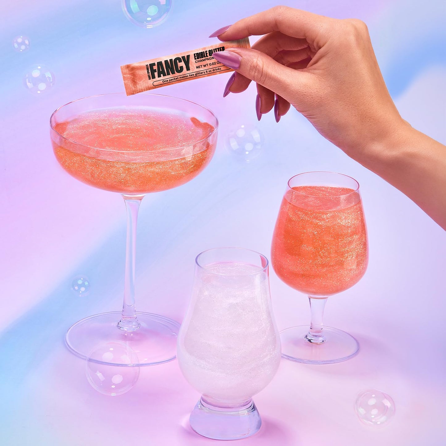 Fancy Sprinkles Edible Glitter Pack - Moonstone Iridescent & Champagne Rose Gold, 1 Pack, Perfect for Drinks & Cocktails