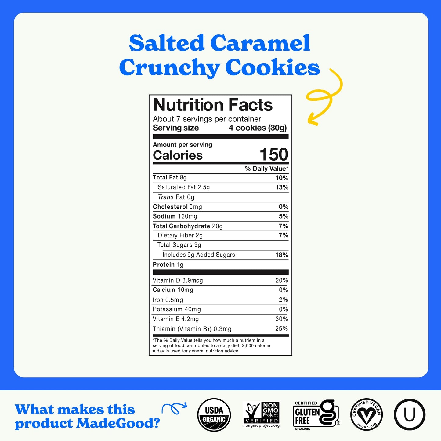 Madegood Organic Salted Caramel Crunchy Cookies, 7 Oz