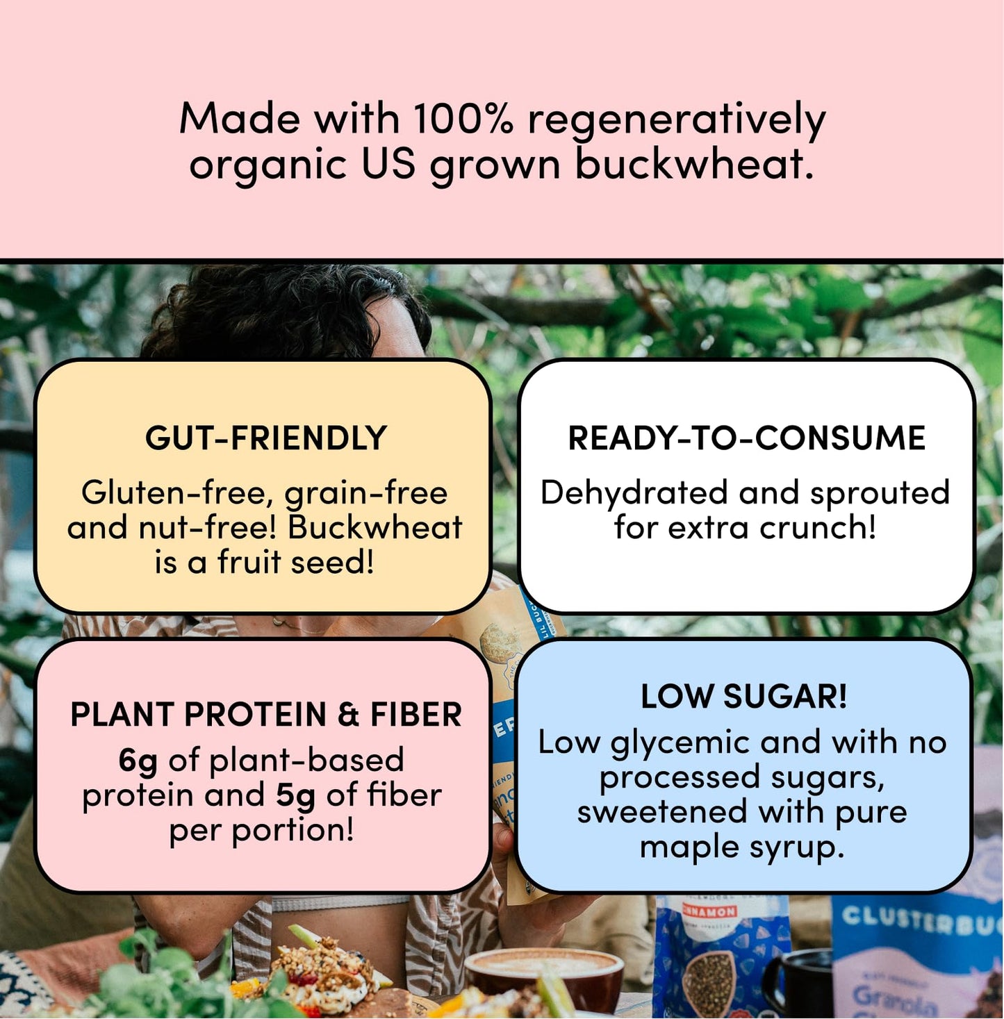 Lil Bucks Clusterbucks Superfood Clusters - Grain-Free Keto Granola, Gluten-Free, Organic, 6 Ounce (Pack of 6), Variety #1