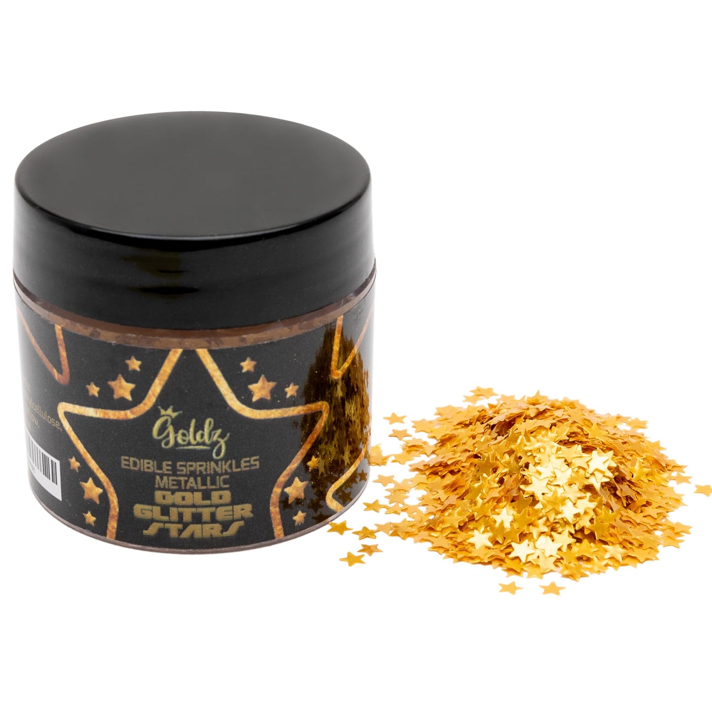 Goldz Edible Star Glitter – Metallic Gold Star Sprinkles for Cake Decorating, 5g, 0.1764 Ounce