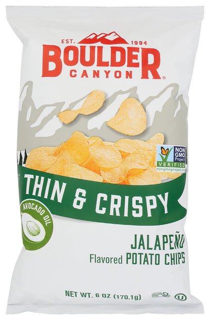 BOULDER CANYON Thin & Crispy Avocado Oil Jalapeno Potato Chips, 6 OZ