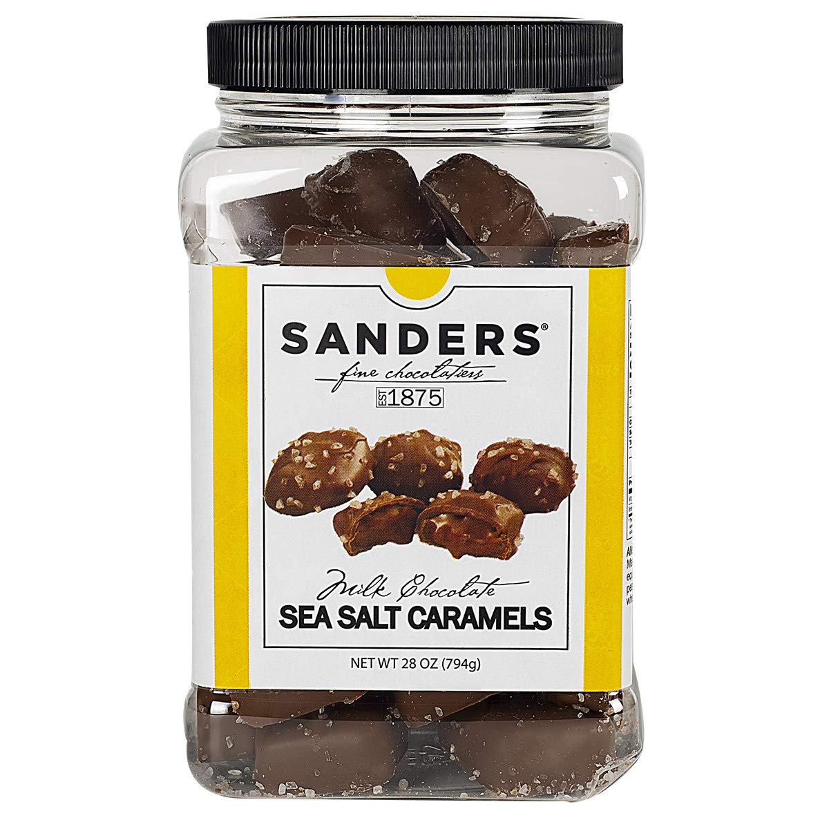 Sanders Milk Chocolate Sea Salt Caramels, Kettle Cooked, 28 oz Gift Tub, Milk Chocolate Caramel