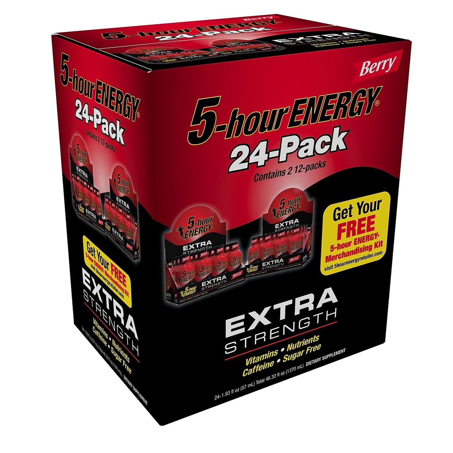 5-Hour Energy 5 Hour Energy Extra Strength Berry, 1.93 Oz, 2 12-Packs (220-00631)