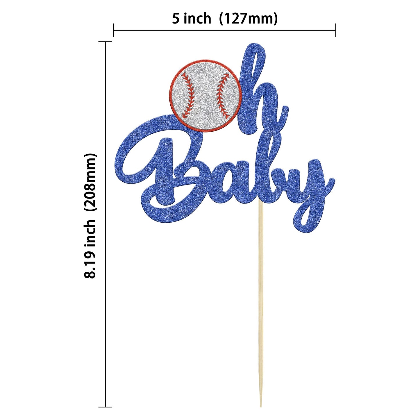 1 Pack Baseball Oh Baby Cupcake Toppers Glitter Sport Baseball Theme Babyshower Oh Baby Cake Decoration For Baseball Theme Babys