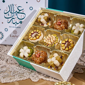 Laylas DELICACIES Mediterranean   Gift Box - 9 Count Halal, Vegetarian, Gluten Free Eid Gift Box