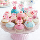 PEUTIER 24pcs Pink Bow Cupcake Toppers, Paper Bowknot Dessert Picks for Cake, Princess Girls Birthday Party, Model 18100