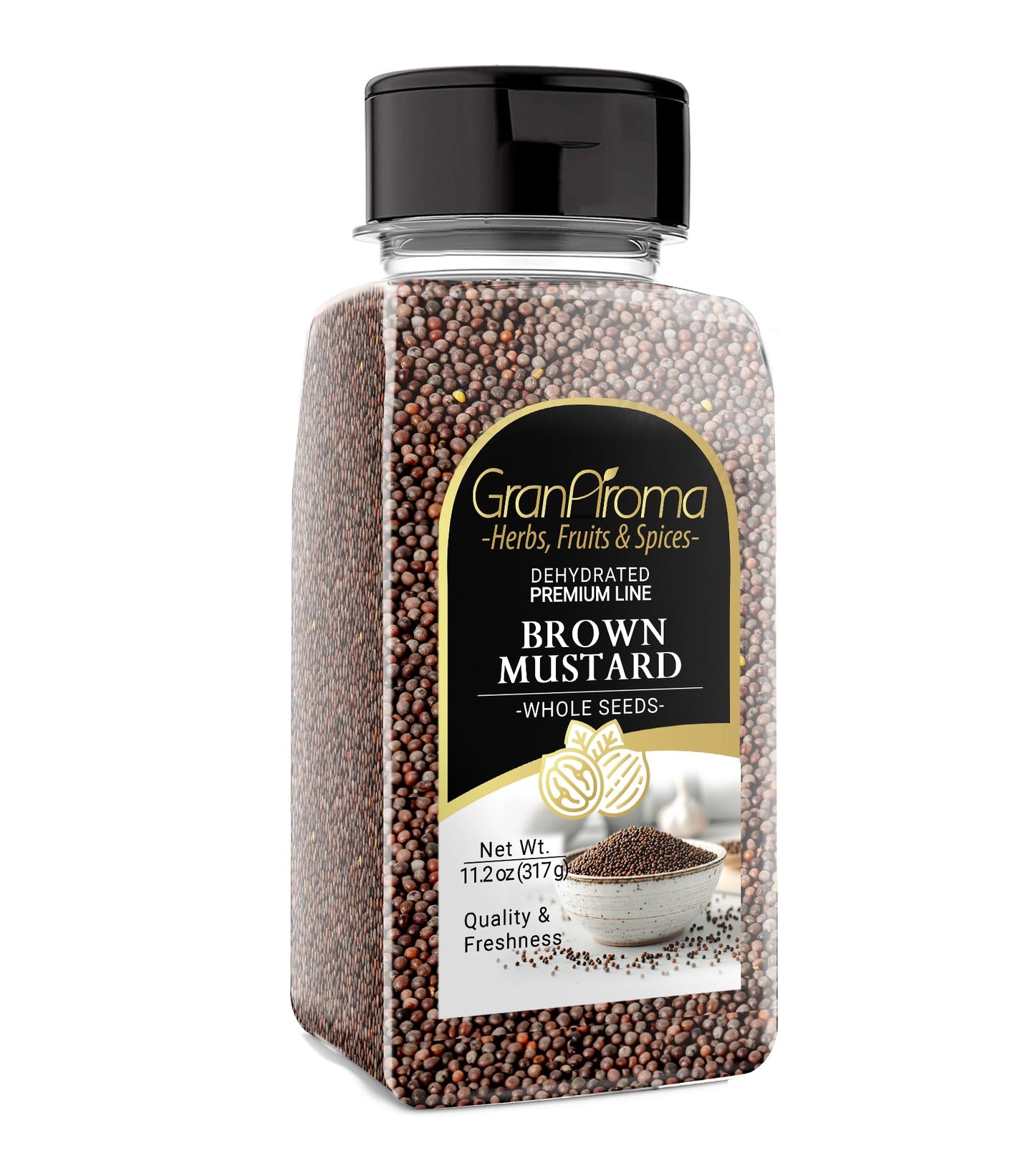 GranAroma Brown Mustard Seeds, 11.2 oz, Strong Flavor, Condiments & Sauces, Versatile Seeds