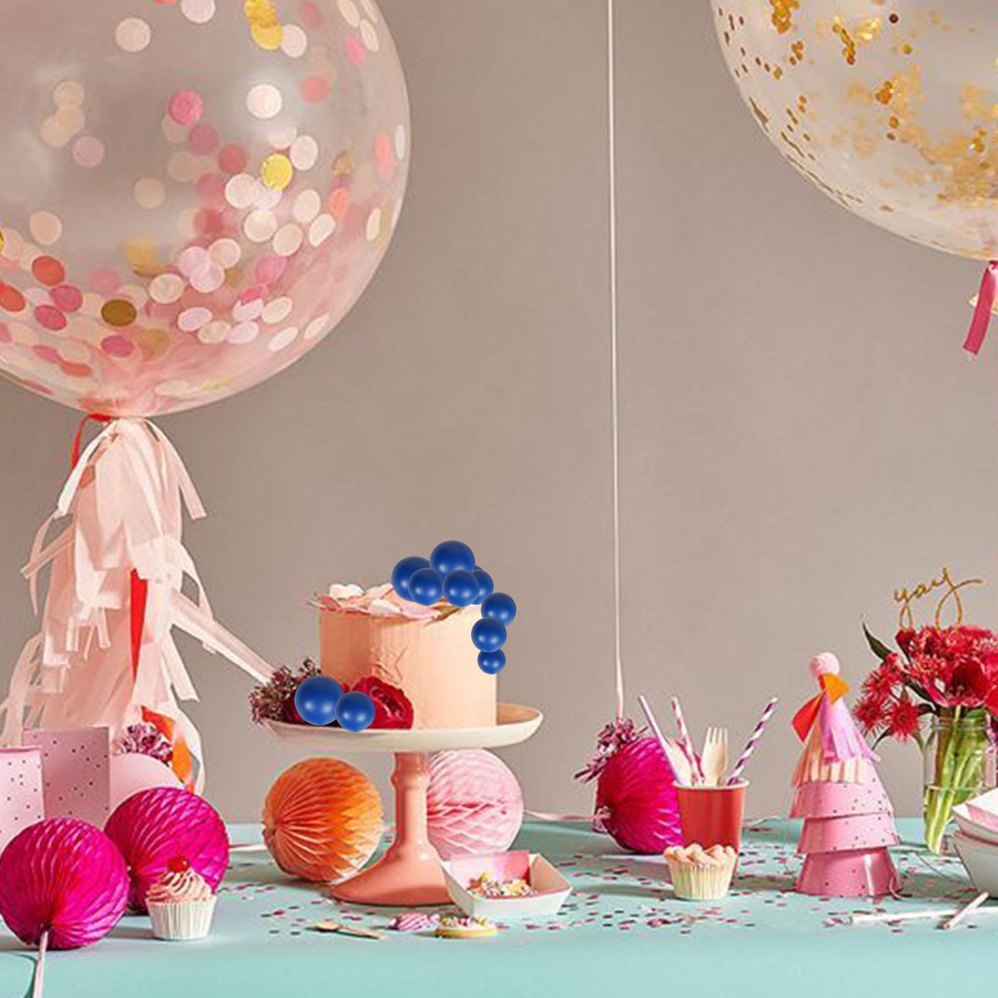 Rssta i Cake Toppers 30 PCS Foam Balls Dark Blue for Baby Shower, Birthday, Wedding, Anniversary Party Decorations Model XM402-Deep Blue