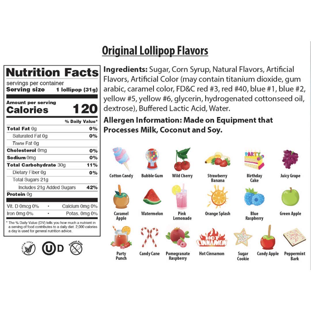 Original Gourmet Lollipops, Cream Swirl Medley, 60 Count, 1.1 Ounce, Random Color