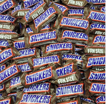 Snikers Chocolate Candy with Caramel  Nougat & Peanuts - Individually Wrapped Mini Bars - Bulk Bag 2LB
