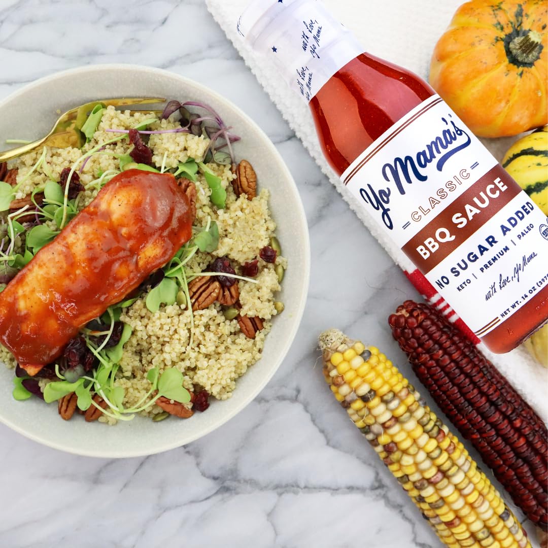 Yo Mamas Foods Keto Barbecue Sauce - No Sugar Added, Low Carb, Vegan, Gluten Free - 14 Ounce