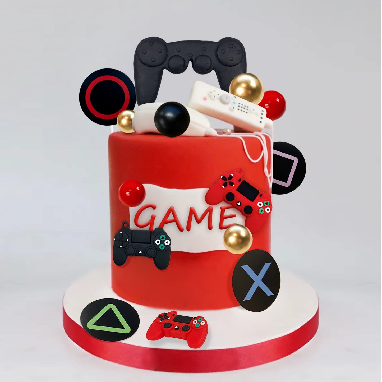 19 Pcs Video Game Themes Cake Toppers Game Controllers Cake Decorations Gaming Party Decoration For Man