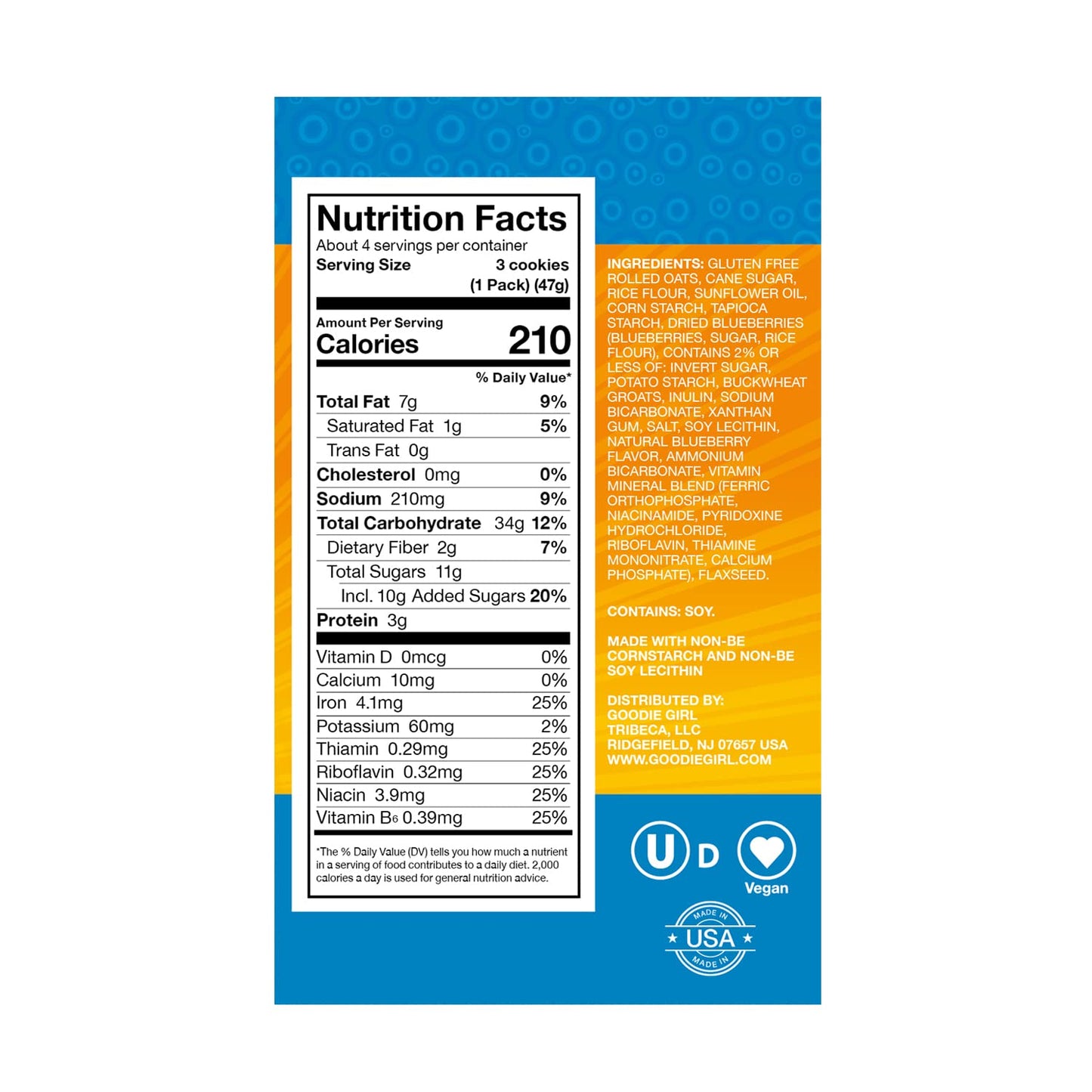 Goodie Girl Blueberry Breakfast Biscuits | Gluten Free | Plant Based | 16 Packs (1.66 oz each)