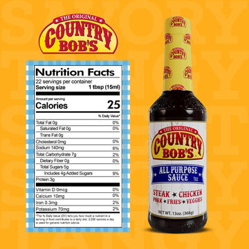 Country Bob'S The Original All Purpose Sauce - Tangy Sweet Savory Flavor, Grilling, Marinating, Enhances Meat, Veggies, Fish, 13