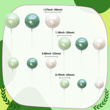 Ephlyn 30Pcs Ball Cake Picks Colorful Ball Shaped Cake Topper Pearl Balls Cupcake Cake Insert Topper For Birthday Party Wedding