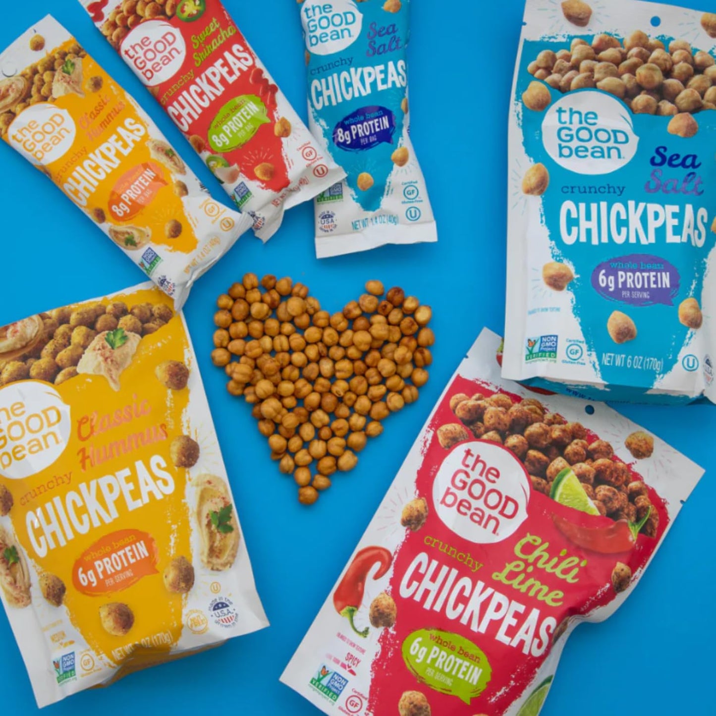 The Good Bean Crunchy Chickpeas - Chili Lime - Resealable Bag - Roasted Chickpea Beans - Vegan Snack with Good Source of Plant P