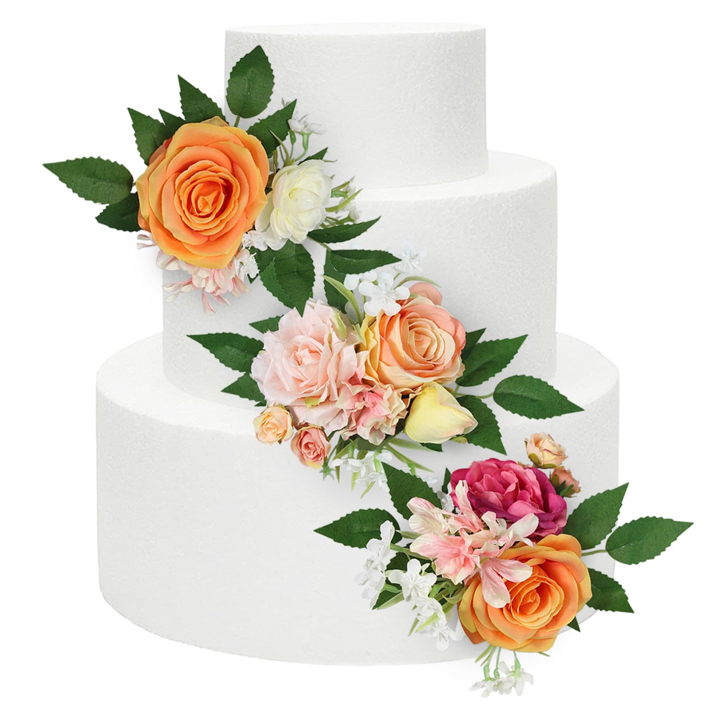 Rinlong 3Pcs Pre-Made Cake Flowers Pink Coral Cake Decorations Wedding Cake Decorating Flowers Decor Girls Women Birthday Party Artificial Flowers Cake Toppers