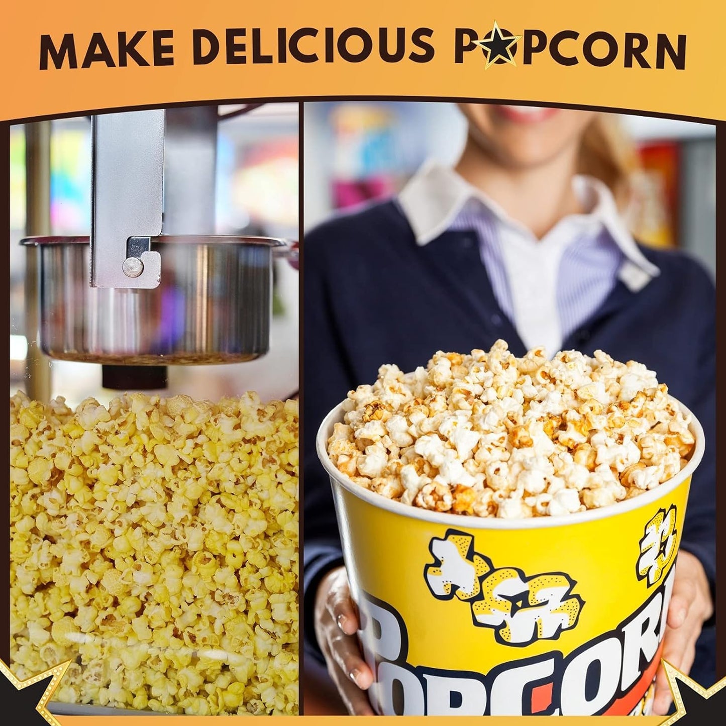 AYD Goods Popcorn Kit - Butter Flavored Coconut Oil 32oz, Seasoning Salt 35oz, 20 Popcorn Bags