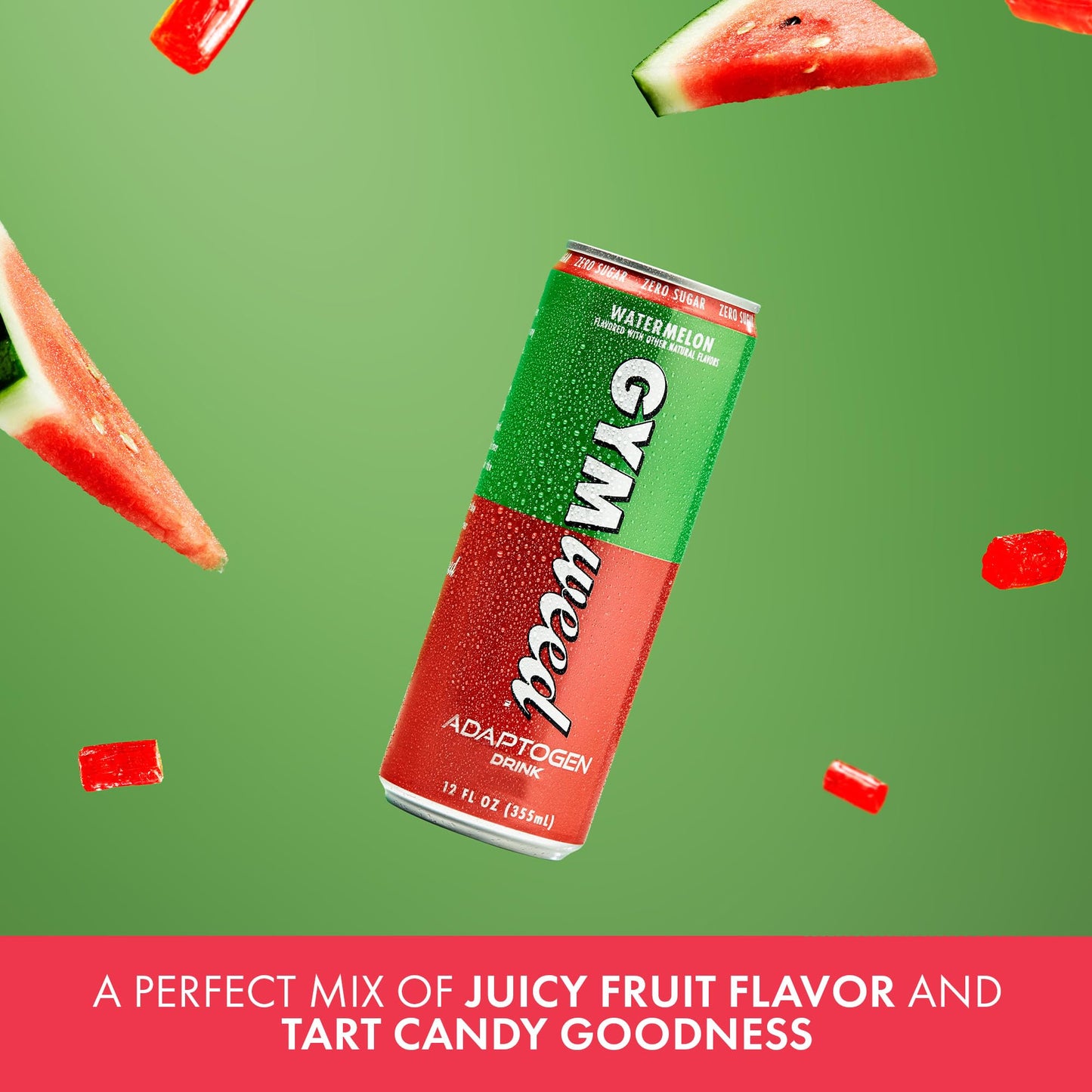 GYM   Athletic Focus Drink with KSM-66 Ashwagandha & Lions Mane, Watermelon Flavor, 12 Pack, 200mg Green Tea Caffeine