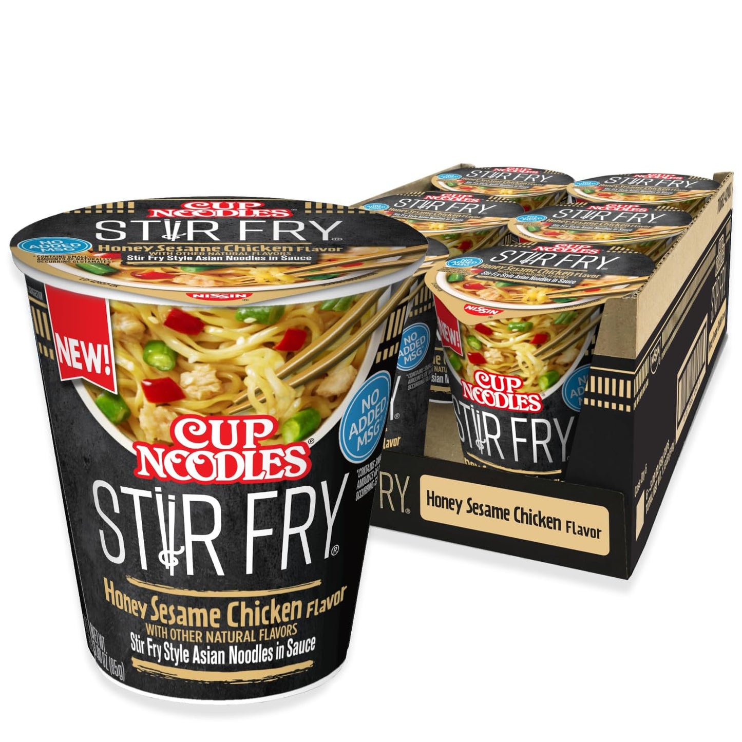 NISSIN Cup Noodles Stir Fry Noodles, Honey Sesame Chicken, 3 Ounce (Pack of 6)
