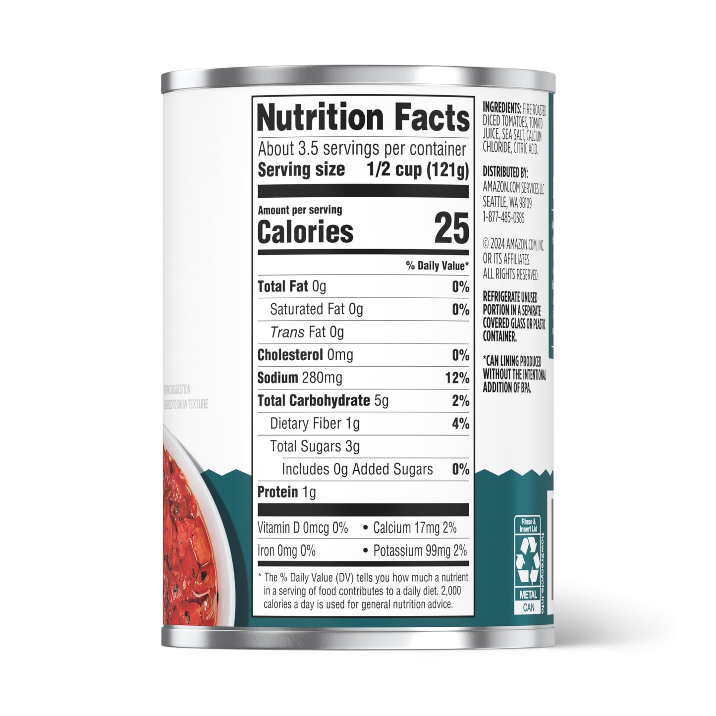 Happy Belly Diced Tomatoes, Fire Roasted, 14.5 Ounce, Pack of 1