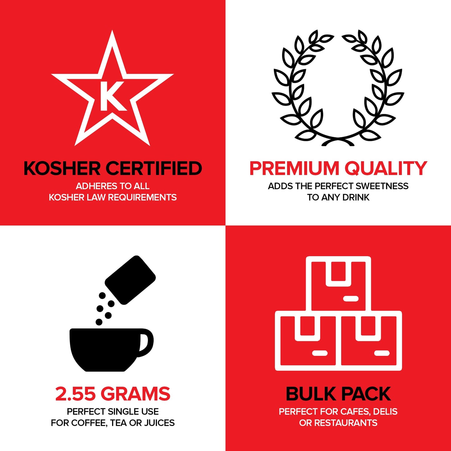 Stock Your Home Bulk Sugar Packets - 500 Count Individual Servings for Coffee & Tea, White