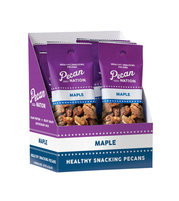 Pecan Nation Maple Roasted Pecan Pieces, Healthy Snack, 8 Count (2 Pack)