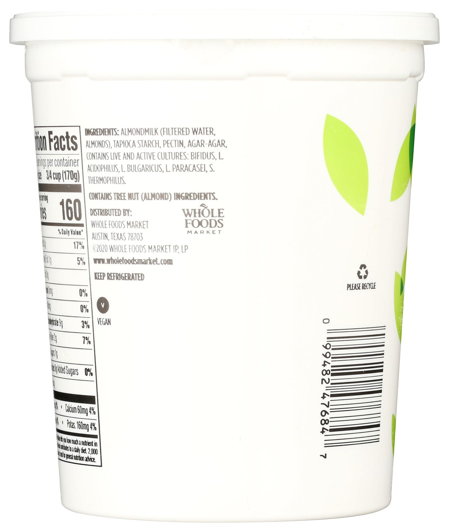 365 Everyday Value Almondmilk Unsweetened Non-Dairy Yogurt, Plain, 32 Oz