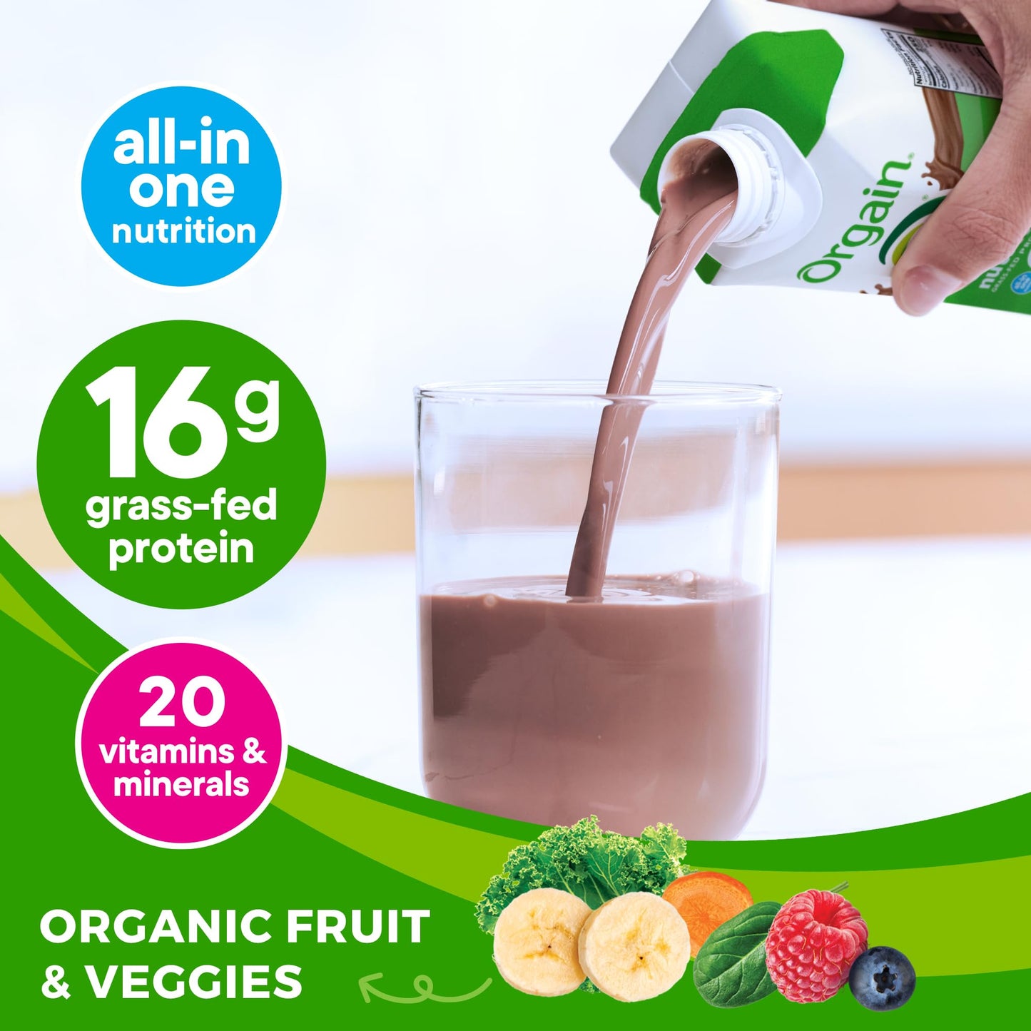 Orgain Organic Nutritional Protein Shake, 16g Grass Fed Whey Protein, Gluten Free, 11 Fl Oz (Pack of 4)