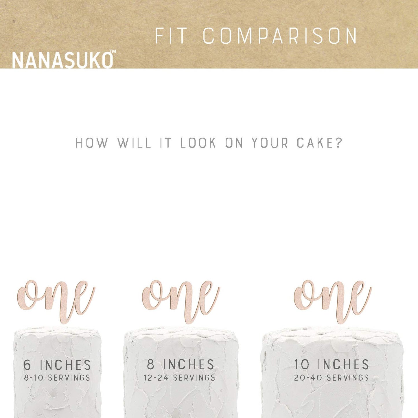 Nanasuko 1St Birthday Cake Topper - One - Double Sided Rose Gold Glitter - Premium Quality Made In Usa