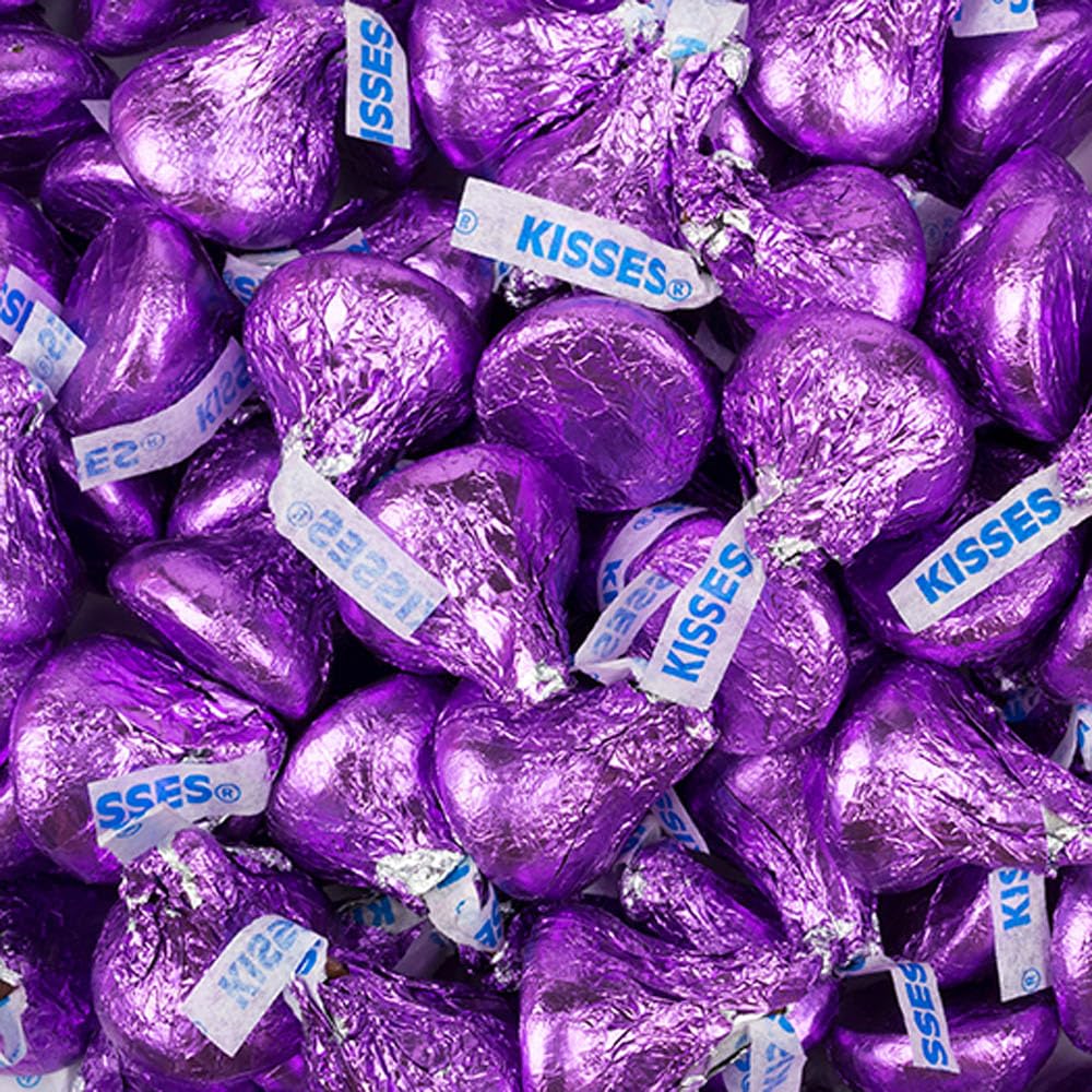 165 Pcs Purple & Silver Candy Kisses Milk Chocolate (1.65 lbs)