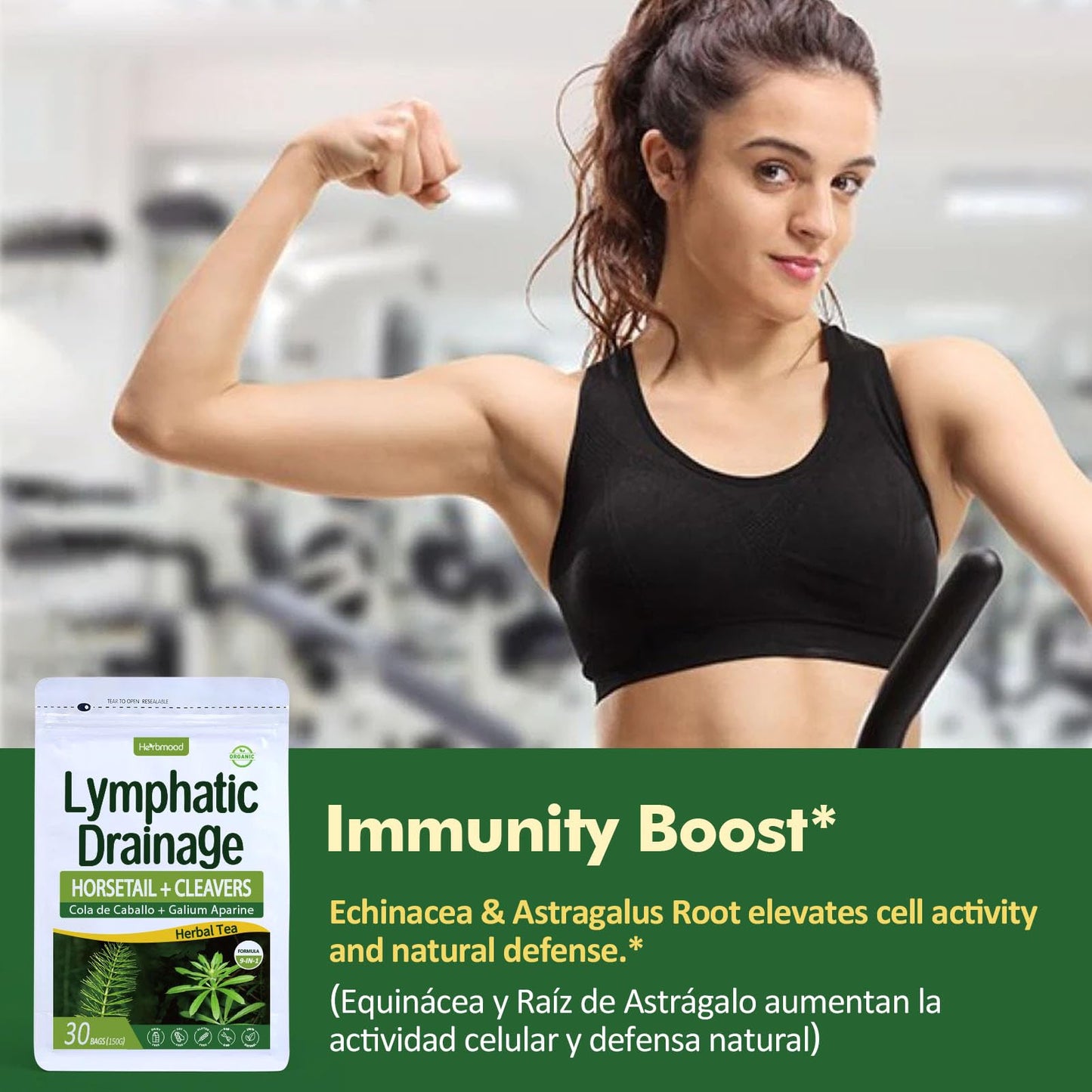 Herbmood Horsetail Lymphatic Drainage Tea Bags for Lymph System Support, Te de Cola de Caballo para Drenaje Linfatico, Cleavers