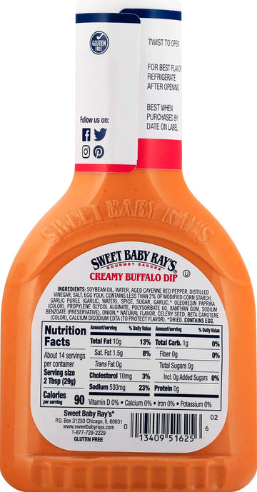 Sweet Baby Rays Creamy Buffalo Wing Dipping Sauce (Pack Of 3) 14 Oz Bottles