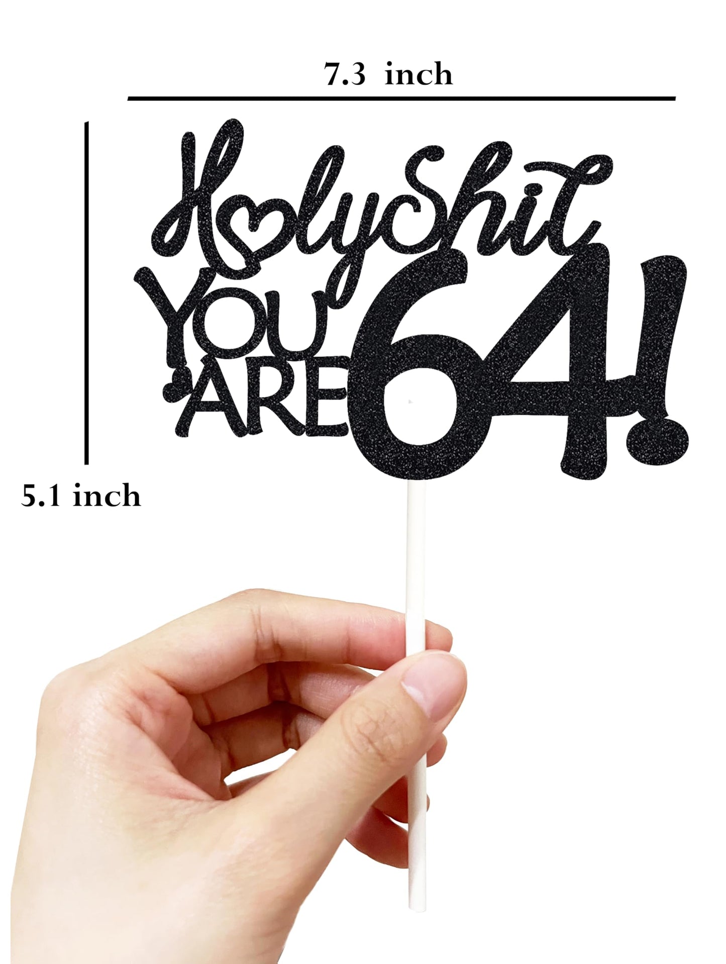 Happy 64Th Birthday Cake Topper 64 Birthday Cake Toppers-Black Glitter, Funny 64Th Cake Topper For Men For Women, 64Th Birthday