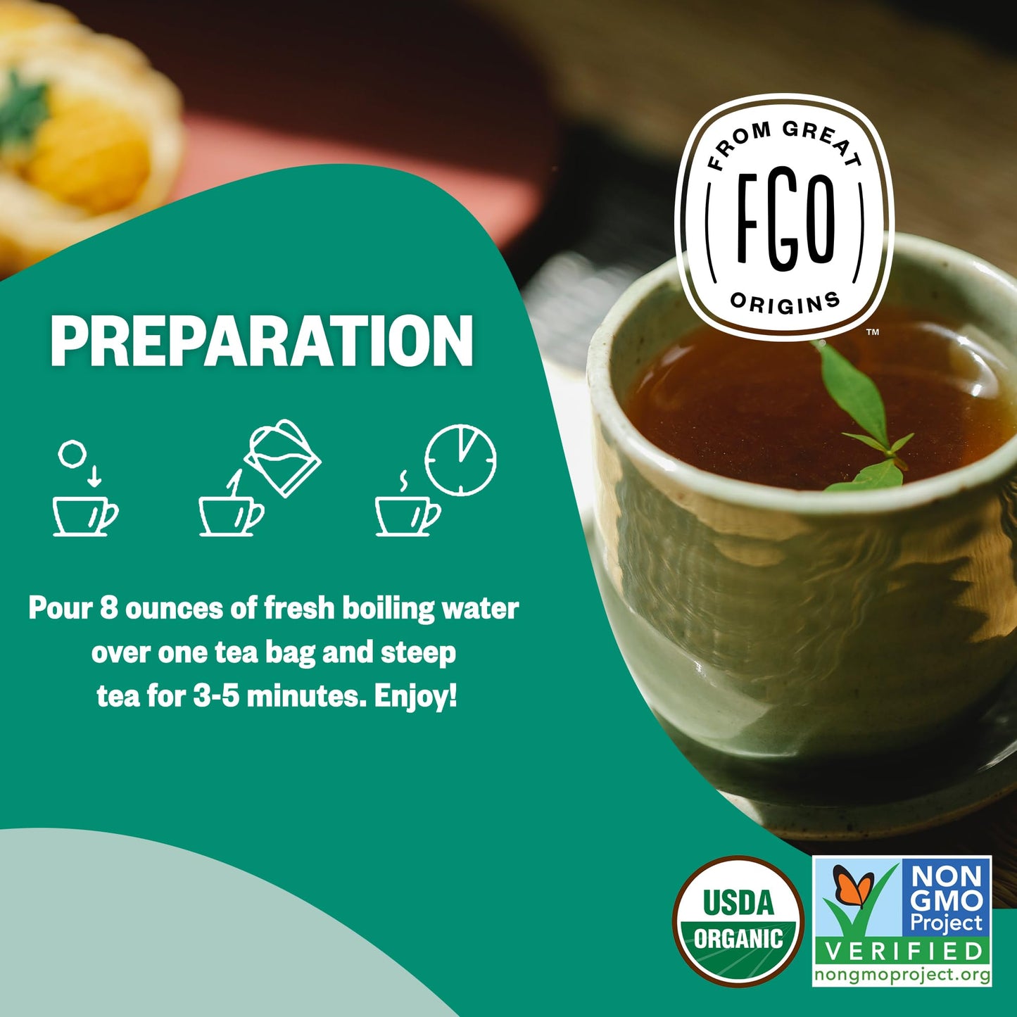 Fgo Organic Spearmint Leaf Tea, Eco-Conscious Tea Bags, 100 Count, Packaging May Vary (Pack Of 1)