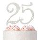 Crystal Creations 25 Cake Topper - Premium Silver Metal Decoration, Rhinestone Centerpiece, 1 Count, 25th Birthday/Anniversary