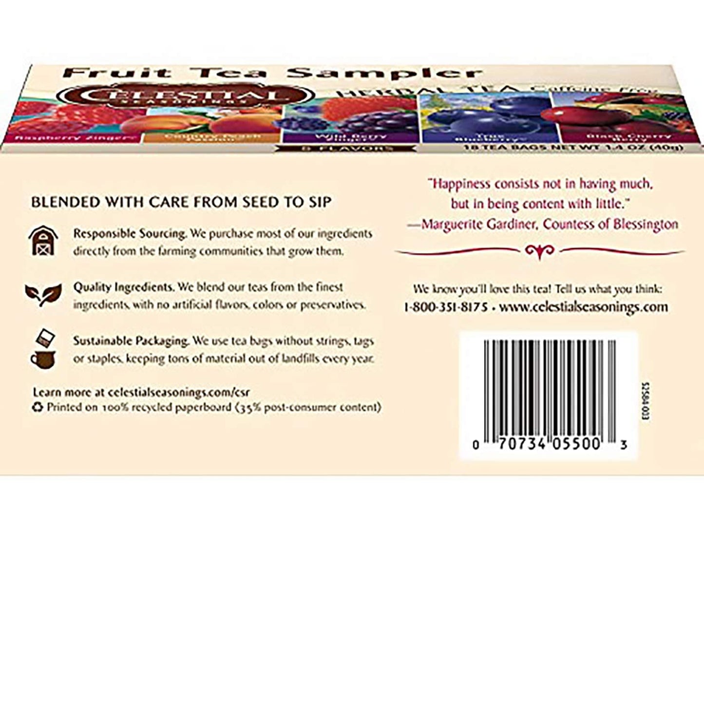 Celestial Seasonings, Tea Zngr Fruit Sampler, 18 Bg, (Pack Of 6)