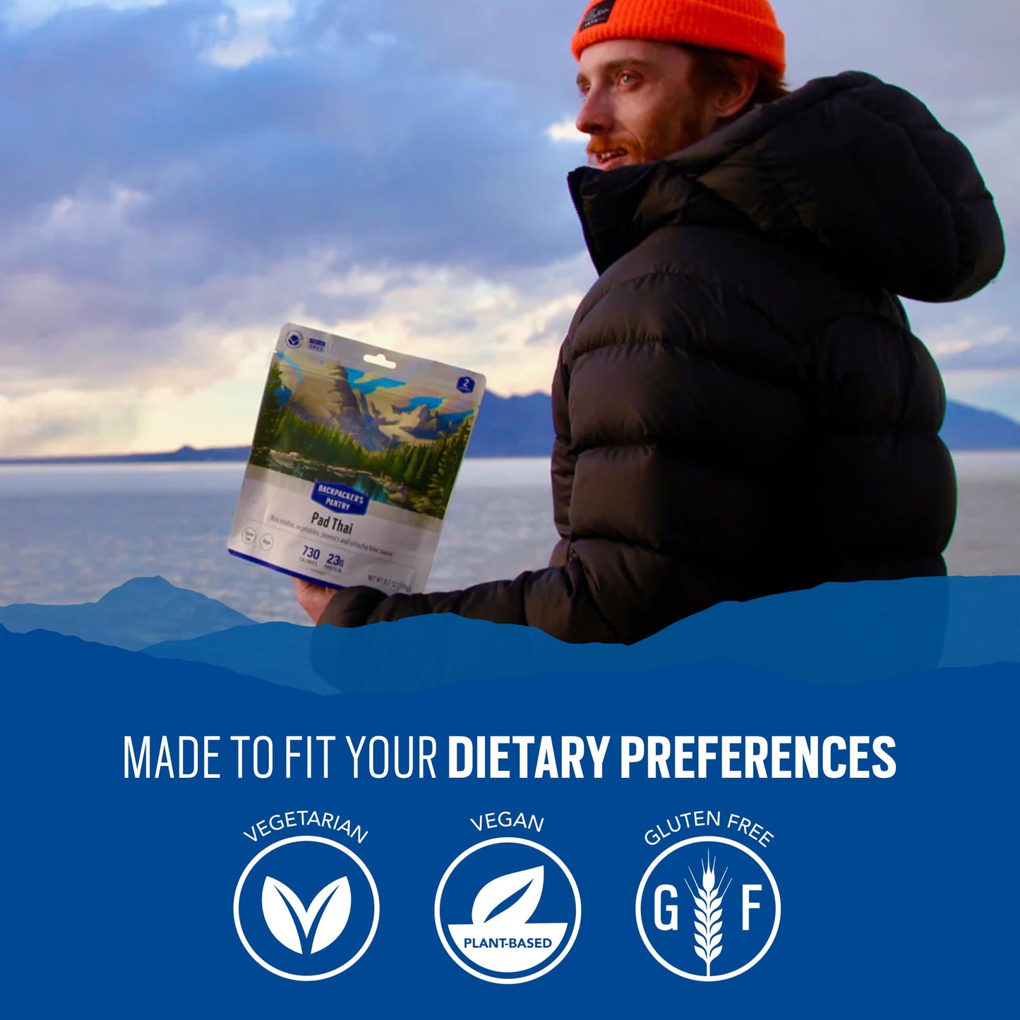Backpacker'S Pantry Pad Thai, 2 Servings Per Pouch, Freeze Dried Food, 20 Grams Of Protein, Vegan, Gluten Free