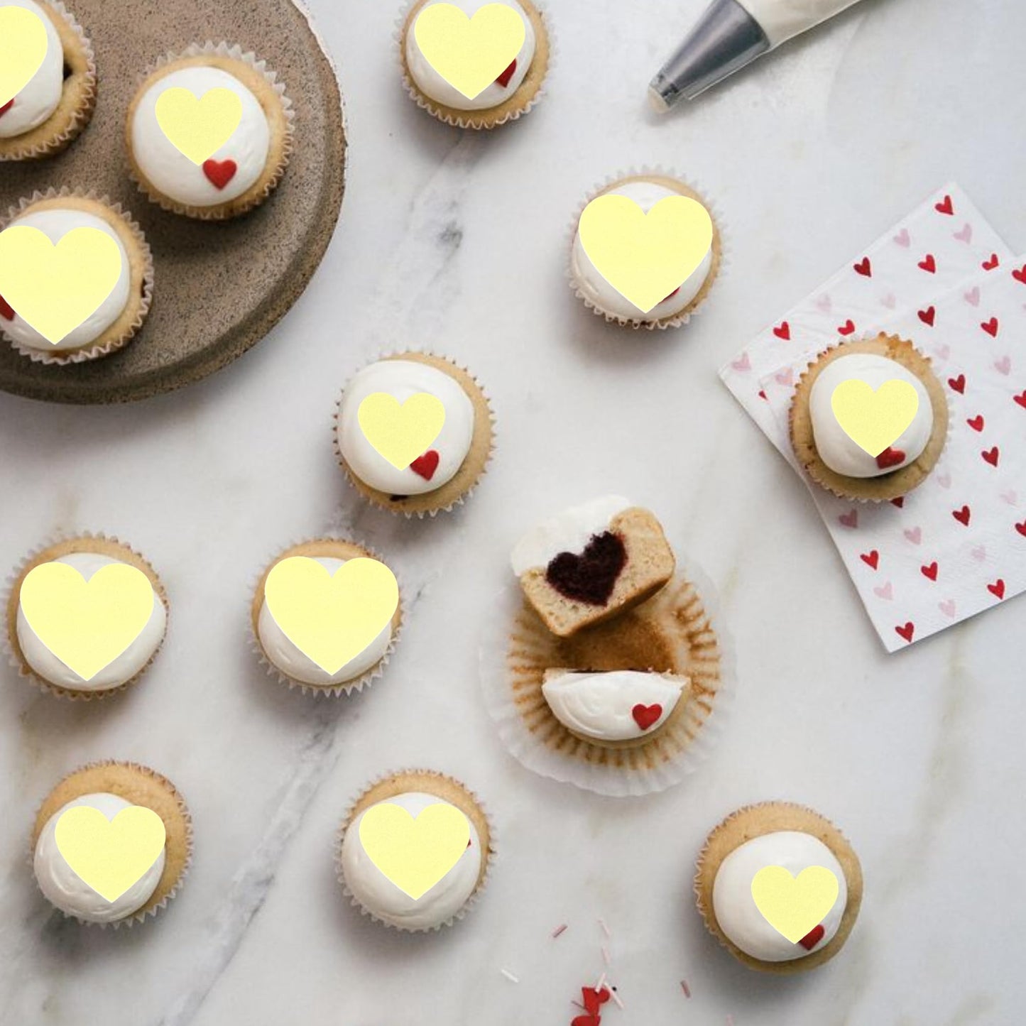60 Pcs Edible Heart Cupcake Toppers Sweet Love Valentine'S Day Cake Decorations Edible Heart Cake Toppers For Valentine'S Day We