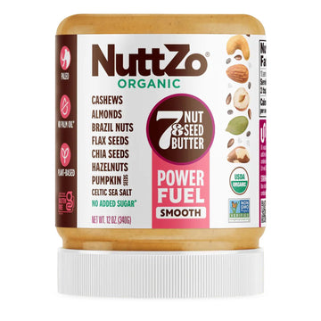 Organic Power Fuel Smooth Nut Butter by NuttZo | Seven Nuts & Seeds Blend, Paleo, Non-GMO, Gluten-Free, Vegan, Kosher | 1g Sugar