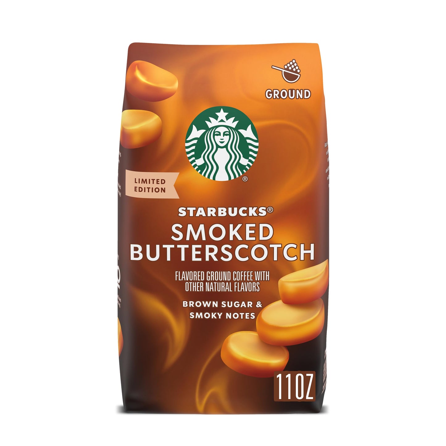 Starbucks Ground Coffee  Rich Flavor Butterscotch Flavored Coffee  100% Arabica  Special Release  1 Bag (11 Oz)