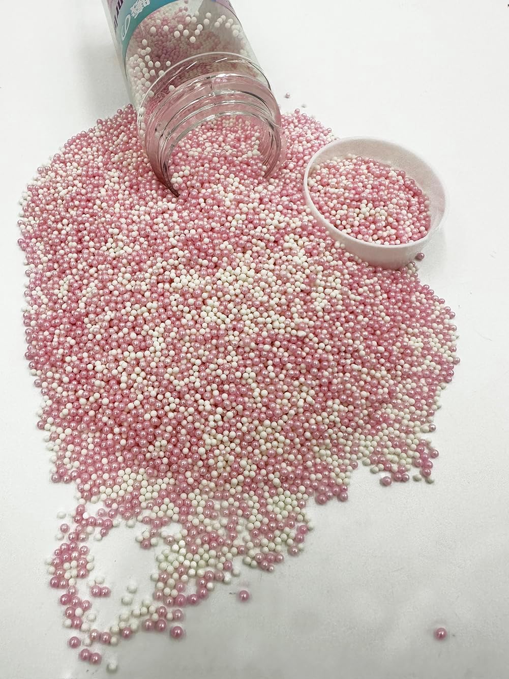 Pink White Sprinkles, 2Mm Mini Pearls Ball Valentines, Cake Sprinkles, Gluten Free, Cookies, Chocolate, Fondant, Princess Toppin