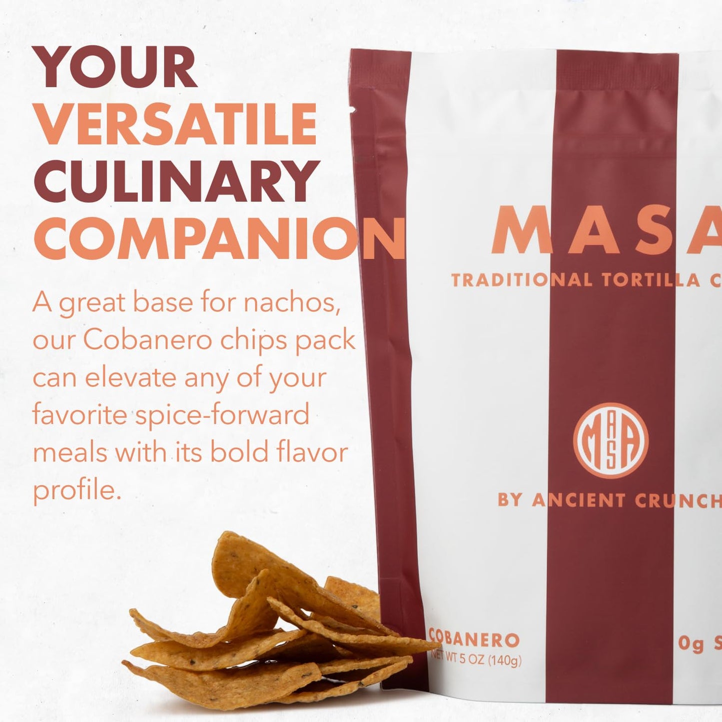 Ancient Crunch MASA Chips - Handmade Cobanero Tortilla Chips - Spicy - 5 Ounce (Pack of 6) - Naturally Grown Yellow Corn - Red