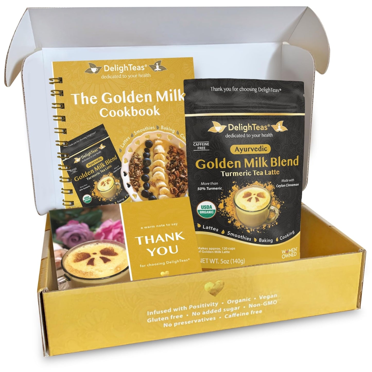 DelighTeas Organic Golden Milk Blend with Cookbook Bundle, 5 Ounce