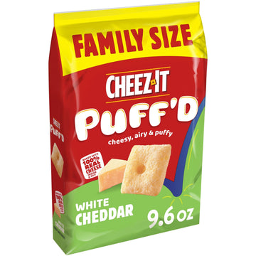 Cheez-It Puff'D Cheesy Baked Snacks, Puffed Snack Crackers, Kids Snacks, White Cheddar, 9.6Oz Bag (1 Bag)