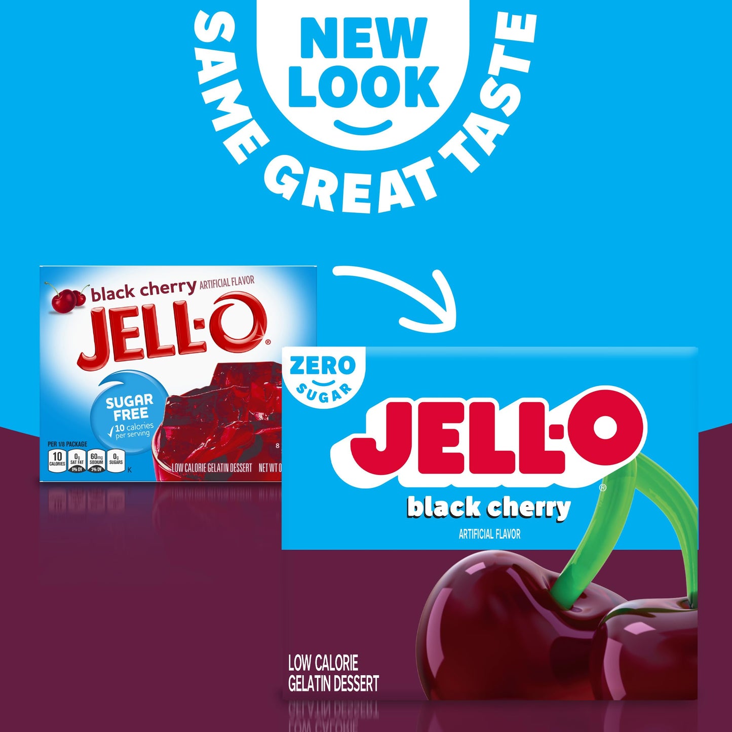 Jell-O Black Cherry Sugar Free Gelatin Dessert Mix, 0.3 Ounce (Pack of 24)