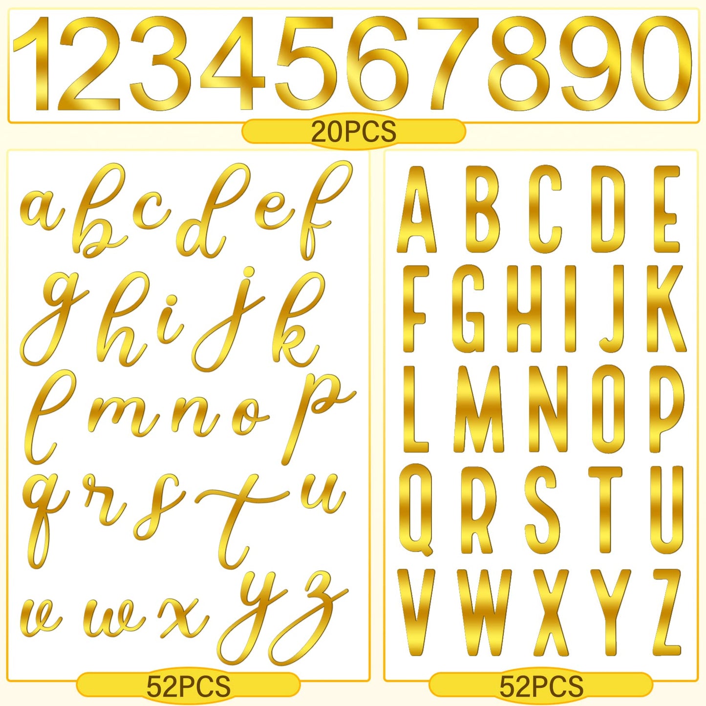 Kathfly Acrylic Number Alphabet Cake Topper 124 Pcs Custom Name Cupcake Toppers Gold