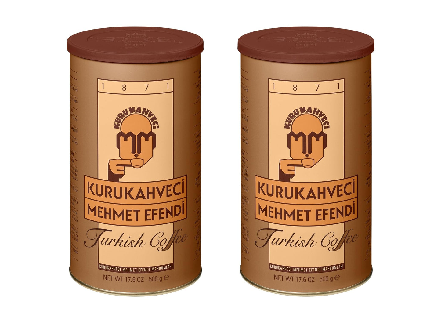 KURUKAHVECI MEHMET EFENDI Turkish Coffee  Arabica Beans  Roasted Ground Rich Aroma  Fresh  Medium to Heavy-bodied  Original Taste Since 1871 (17.6 OZ / 500 Gr) Pack of 2