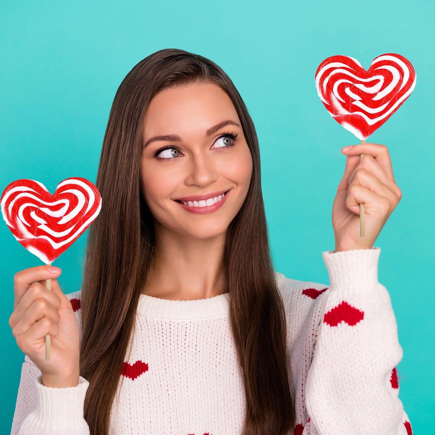Fruidles Jumbo Swirl Lollipop Red And White Heart Design, Party Bag Fillers, Individually Wrapped, 80G (6-Pack)
